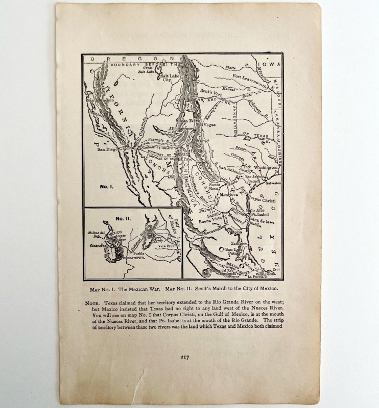 1904 Map Of Mexican War And Scott's March Into Mexico City History Print DWN10F