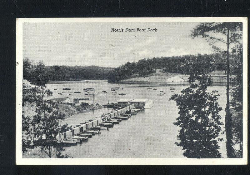 NORRIS DAM TENNESSEE BOAT DOCK BIRDSEYE VIEW VINTAGE POSTCARD