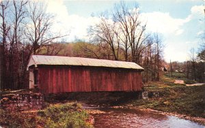 Mt. Perry Ohio 1960s Postcard Kent's Run Covered Bridge