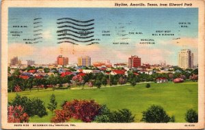 Skyline Amarillo Texas from Ellwood Park TX Postcard PC4