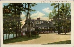 New Bern NC Country Club Linen Postcard