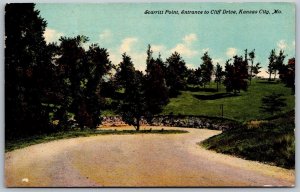 Vtg Kansas City Missouri MP Scarritt Point Entrance To Cliff Drive Postcard