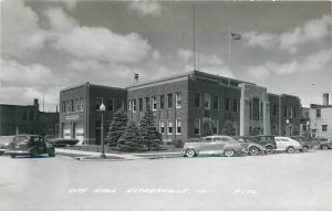 Postcard RPPC 1950s Iowa Estherville City Street Scene automobiles 23-12306