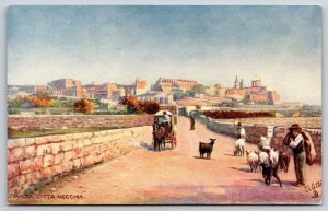 Malta~Citta Vecchia Old Capital City~Carriage~Shepherd~c1910 Vintage TUCK PC