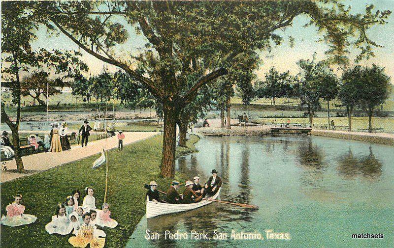 C-1910 San Pedro Park San Antonio Texas Canoe Tengg postcard 7655