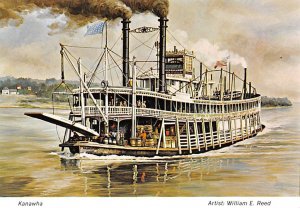 Kanawha River Steamship, Excursion Boat Painting Ferry Boat Ship 