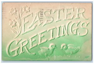 1909 Easter Greetings Buffalo New York NY Antique Embossed Airbrushed Postcard