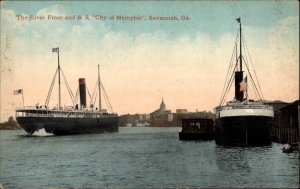 Savannah Georgia GA Riverfront Steamer City of Memphis c1910 Postcard