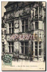 Postcard Old City Hall Dreux details of & # 39Architecture