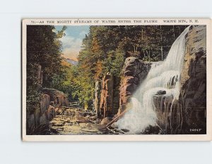 Postcard Streams of Water Enter the Flume White Mountains New Hampshire USA