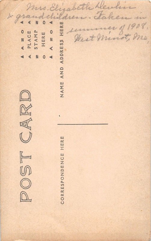 J71/ West Minot Maine RPPC Postcard c1910 Grandma Devlin Children 310