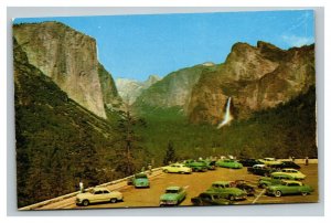 Vintage 1950's Postcard Antique Autos on Observation Point Yosemite California