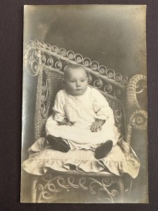 Early 1900's RPPC Postcard Real Picture Baby In White Gown