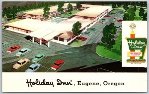 Vtg Eugene Oregon OR Holiday Inn Hotel Artist Rendered 1960s Postcard