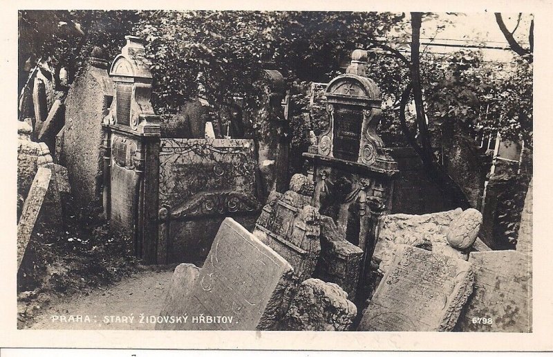 RPPC JUDAICA, Prague CZ, Old Jewish Cemetery, Graves, ca. 1910-20