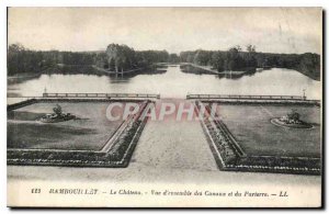 Old Postcard The Rambouillet Chateau Overview of Channels and Parterre
