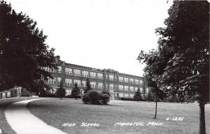 C67/ Manistee Michigan Mi Real Photo RPPC Postcard 1956 High School Building