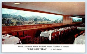 GOLDEN, Colorado CO ~ Hal Shelton Mural HOLLAND HOUSE Empire Room 1950s Postcard
