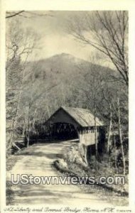 Real Photo - Mt Liberty & Covered Bridge in Flume, New Hampshire