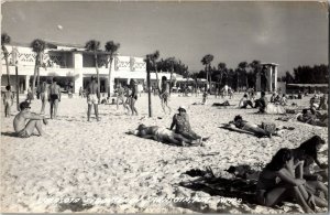 RPPC Beach Scene, Sarasota Lido Beach Sarasota Springs FL c1950 Vtg Postcard U28