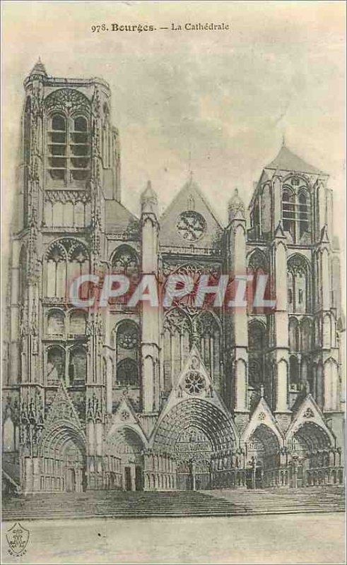 Old Postcard Bourges Cathedrale