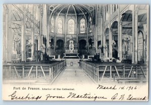 Fort de France Martinique Postcard Interior of the Cathedral 1906 Antique Posted