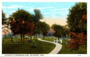 Iowa Des Moines Entrance To Greenwood Park Curteich