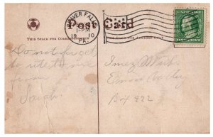 1910 Easter Greetings Children Praying Lily Cross Vintage Postcard PM