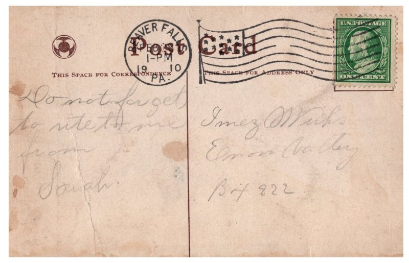 1910 Easter Greetings Children Praying Lily Cross Vintage Postcard PM