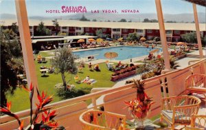 Las Vegas Nevada 1950s Postcard Hotel Sahara Casino Swimming Pool Girls