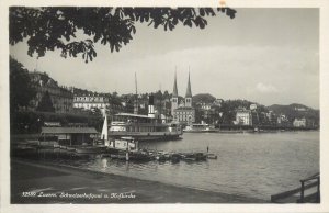 Switzerland navigation & sailing topic postcard Luzern cruise ship boats