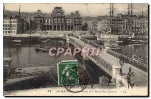 Old Postcard Le Havre and The Stock Exchange of Commerce Basin