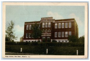 1948 High School Building Red Deer Alberta Canada Vintage Posted Postcard