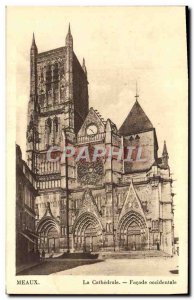 Old Postcard Meaux Cathedral West Facade