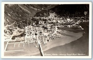 Juneau Alaska AK Postcard RPPC Photo Showing Small Boat Harbor Aerial View 1948