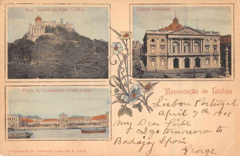 Lisboa Lisbon Portugal Multiview Buildings Antique Postcard J77845