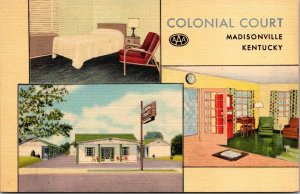 Linen Postcard Colonial Court in Madisonville, Kentucky~137515