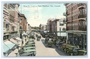 1941 Cars, Business District, King St. Chatham Ontario Canada Postcard 