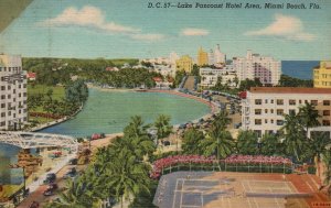 Vintage Postcard 1946 Lake Pancoast Hotel Area Miami Beach Florida Dade County