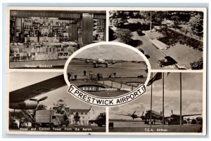 c1950's Multiview Prestwick Airport Scotland United Kingdom RPPC Photo Postcard 