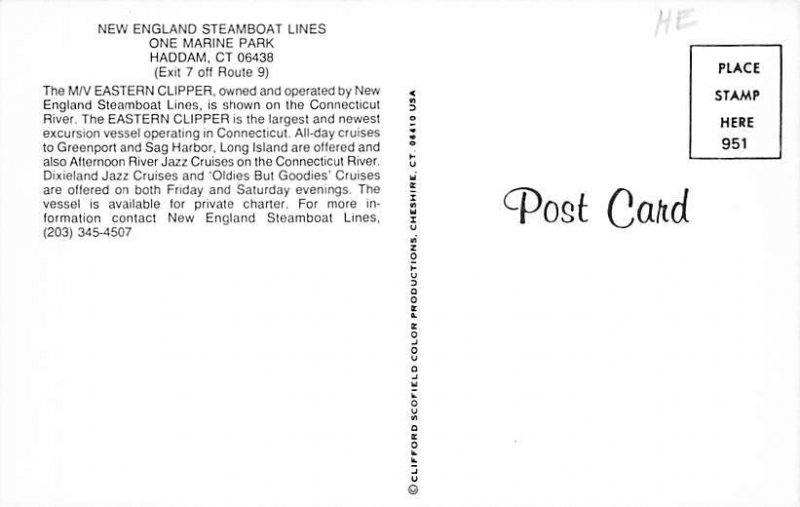 M.V. Eastern Clipper New England Steamboat Lines Haddam CT 