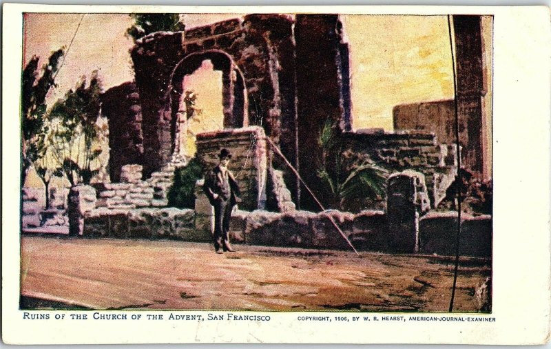 1906 Ruins of The Church of The Advent San Francisco, Cal. Postcard P121