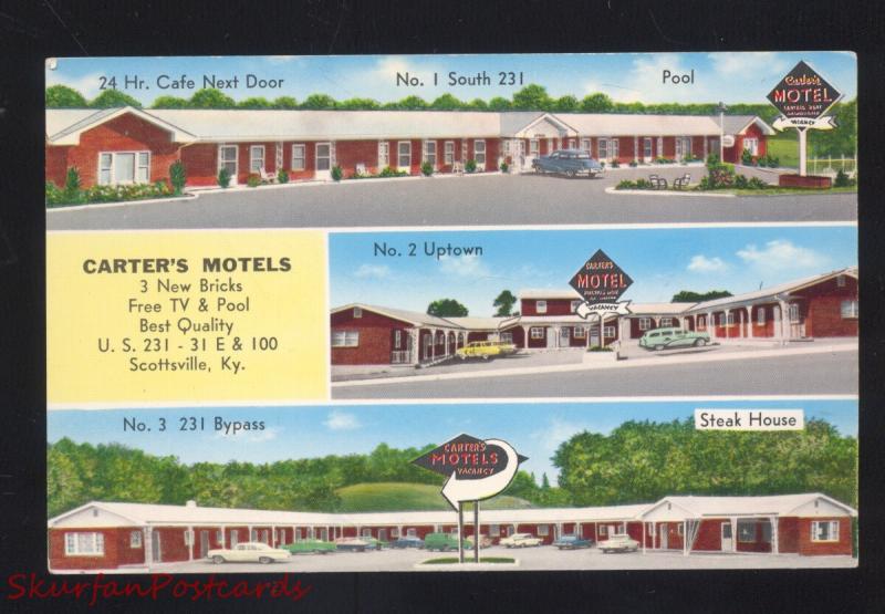 SCOTTSVILLE KENTUCKY CARTER'S MOTEL VINTAGE MULTI VIEW ADVERTISING POSTCARD