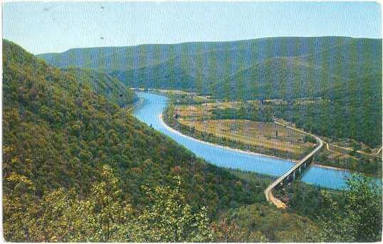 Hyner Bridge, U.S. 120, Susquehanna River, Hyner Pennsylvania, PA, 1959 Chrome