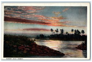 c1920 Twilight Tropics Romantic View Sunset Hilo Hawaii Vintage Antique Postcard