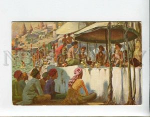 3161143 FAKIRS at Benares GANGE India by DRUET Vintage color PC