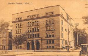 Toledo Ohio Masonic Temple Street View Antique Postcard K10304 