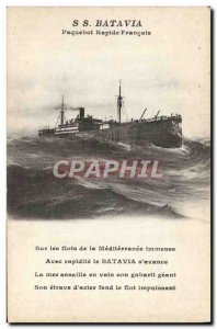 Postcard Old Ship SS Batavia Fast French