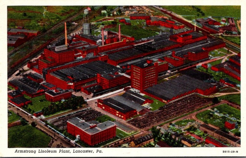 Pennsylvania Lancaster Aerial View Armstrong Linoleum Plant 1962 Curteich