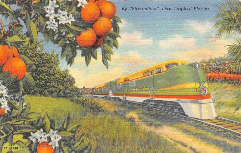 Orange Blossom Special Railroad Train Streamliner Seaboard Railway postcard